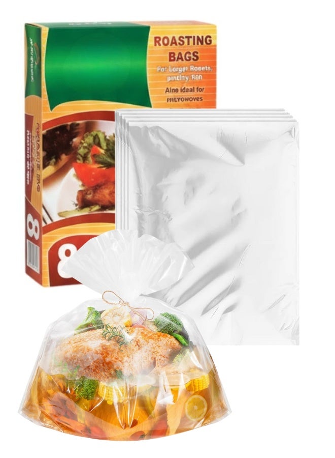 أكياس تحميص مقاومة للحرارة بحجم الديك الرومي للفرن والميكروويف - أكياس طهي كبيرة للدجاج واللحوم والأسماك الطرية - طهي أسرع، تنظيف أقل، تحمير متساوٍ - 8 أكياس - Image 1